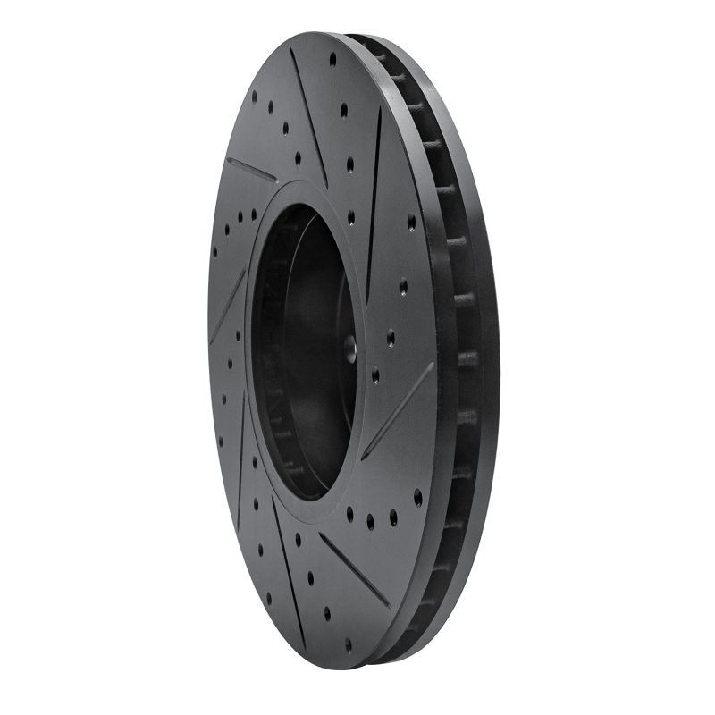 BMW X6 Brake Rotor (1) - Front Left - R1 Concepts - Drilled & Slotted - Black - `07-`19